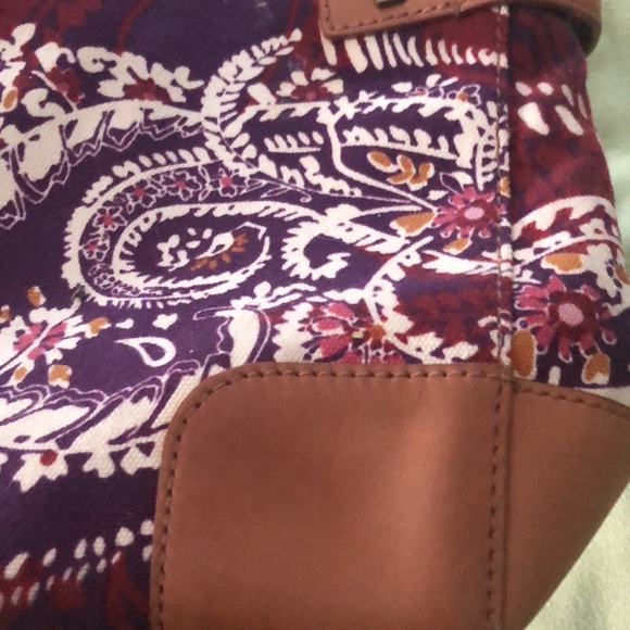 Talbots Purple Multicolor Paisley Medium Satchel Purse Handbag Bag - Picture 15 of 17